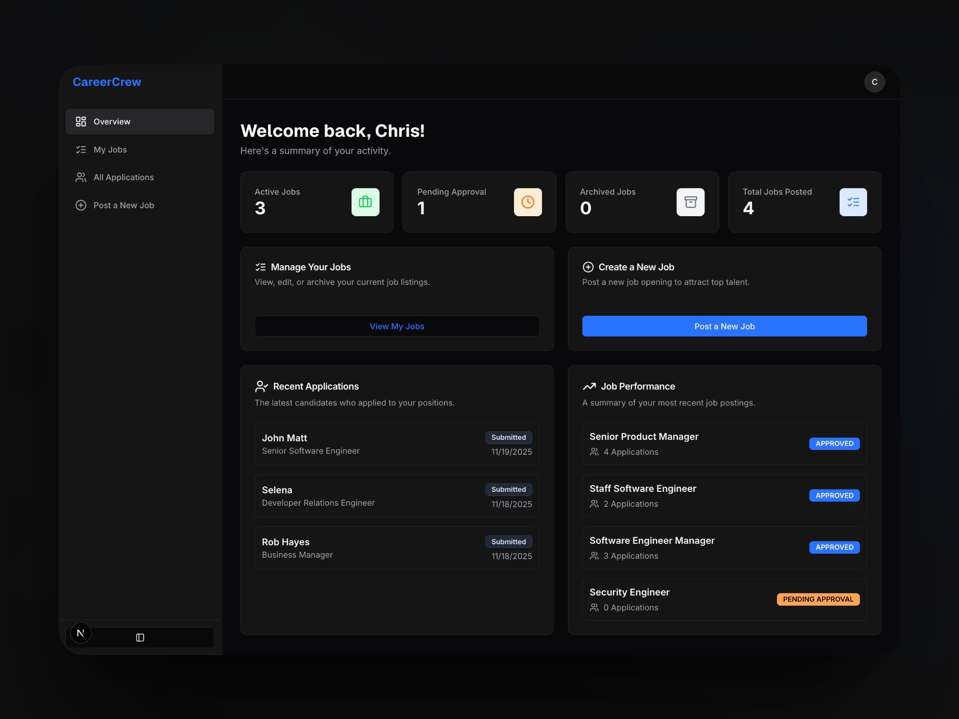 CareerCrew OS product interface